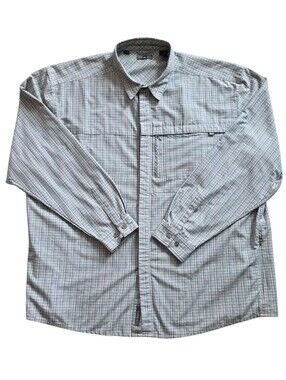 REI Co-op 2XL Blue Gray White Plaid UPF 50+ Technical Hiking Shirt